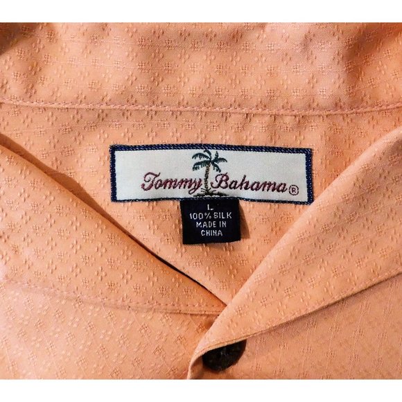 Tommy Bahama Shirt L Orange Short Sleeve 100% Silk - Picture 5 of 5